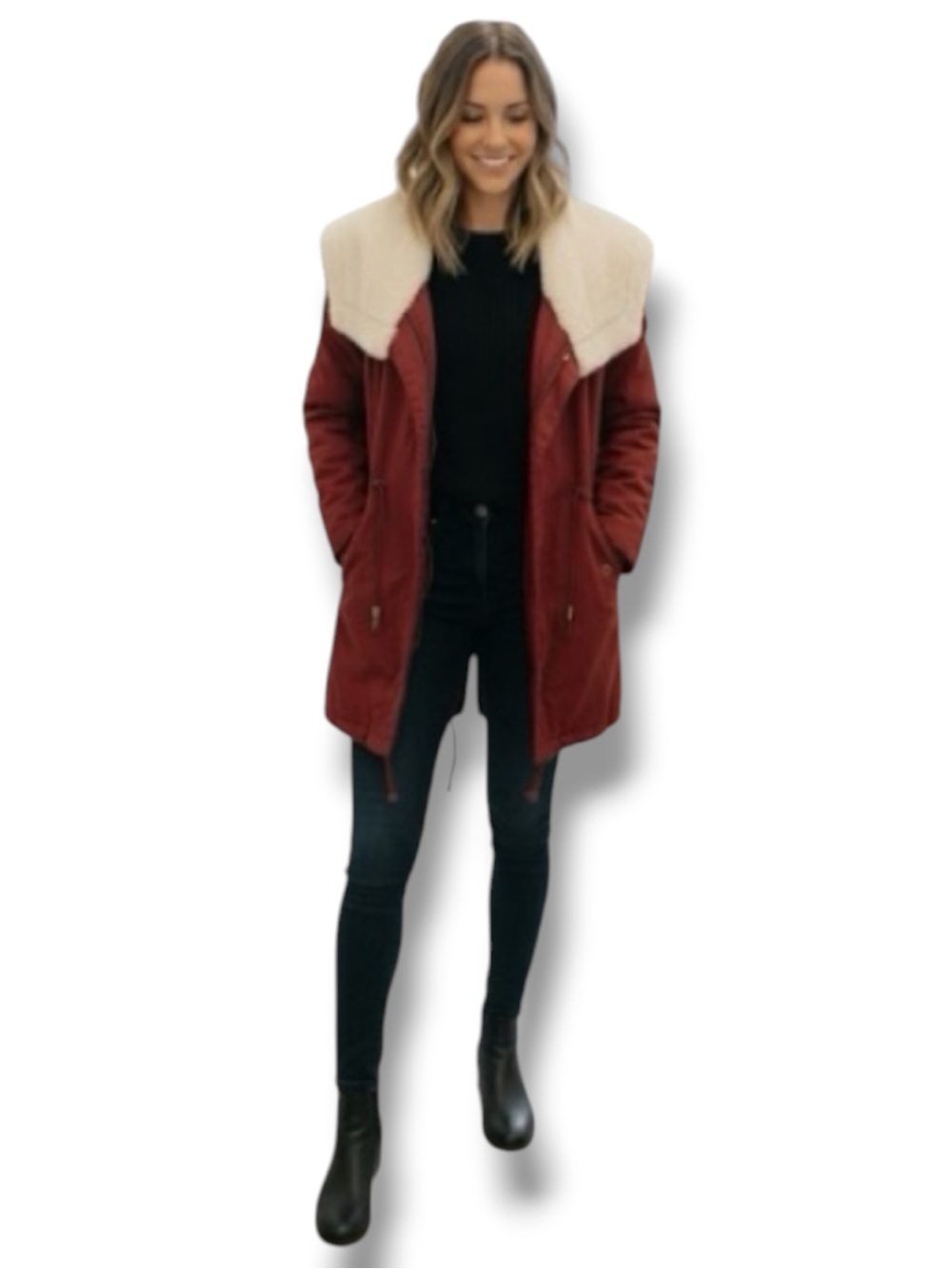 PacSun LA Hearts Coat Red Shawl Collar Tech Preppy Western 🎉 Host Pick 🎉 Size M